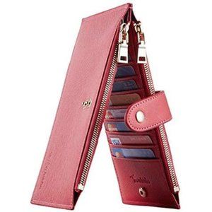 Womens Wallet RFID Blocking Bifold Multi Card Case Wallet with Zipper Pocket